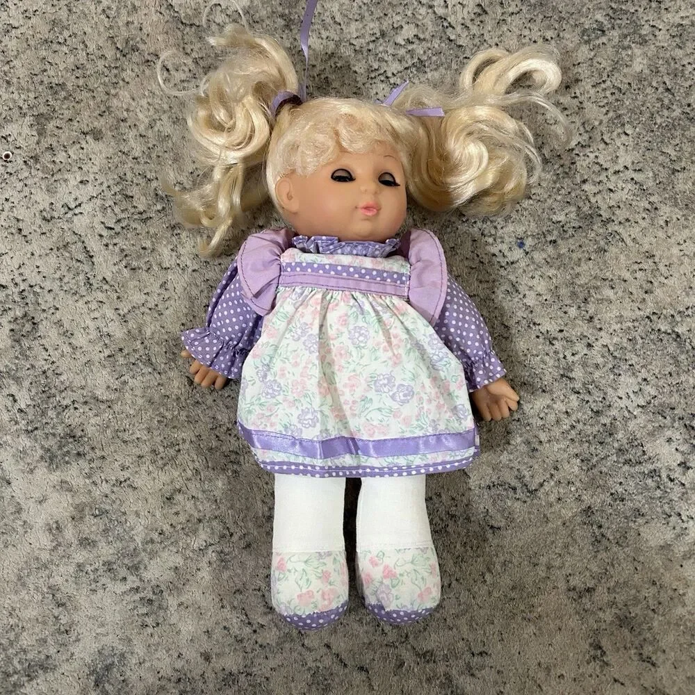 Vintage Simba My Love 90’s Baby Doll Open Close Eyes Blonde Purple Floral READ